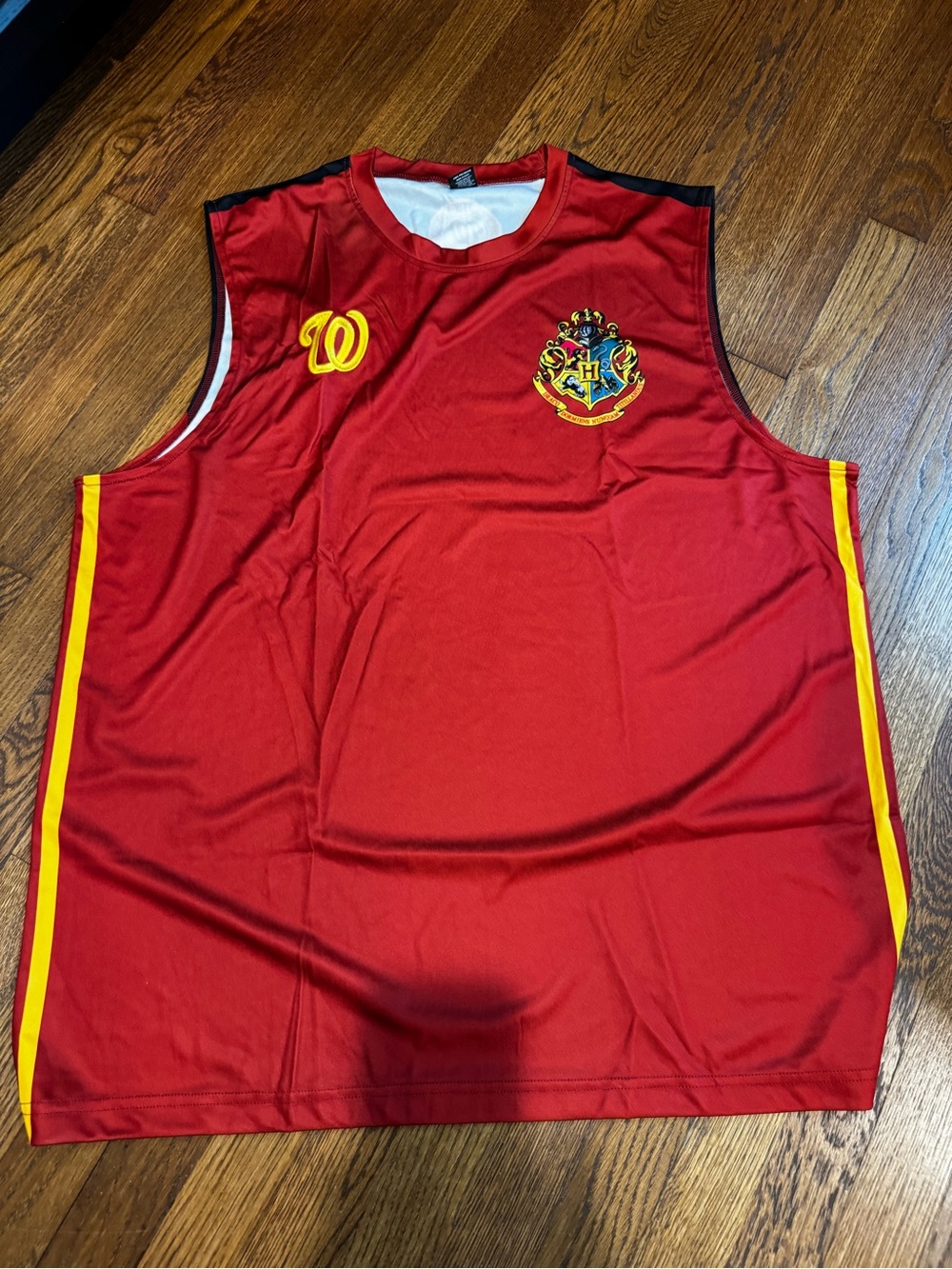 Men’s Washington Nationals Gryffindor Red Sleeveless Jersey with Yellow Trim